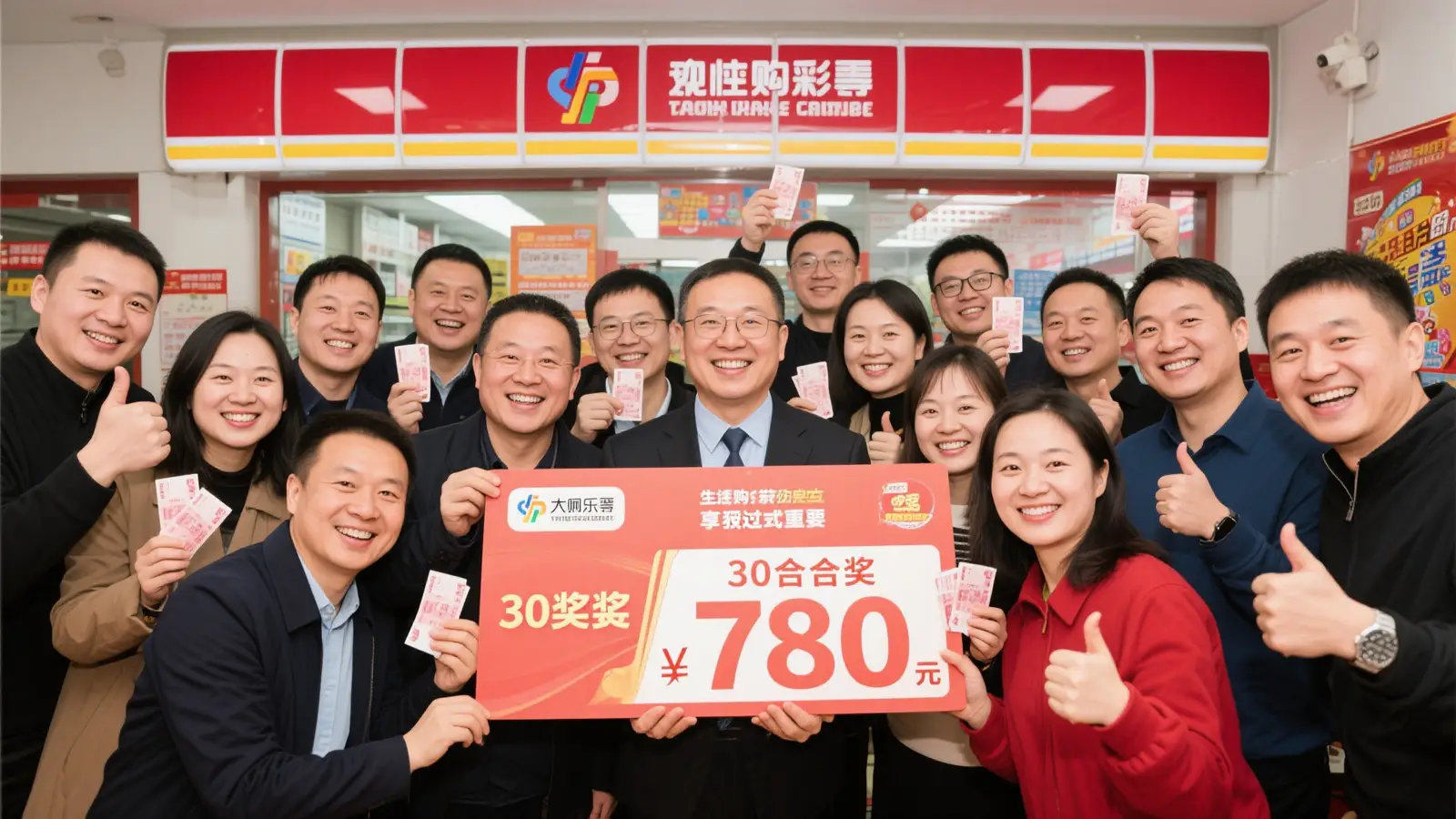 30人合买喜中大乐透78万，露脸领奖笑称：没中一等奖也满足！